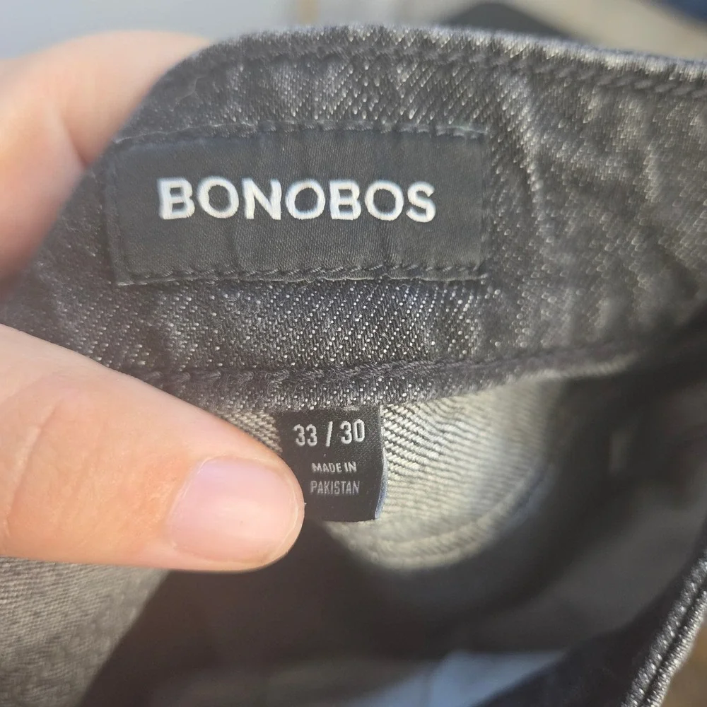 Bonobos Mens Straight Leg Jeans Washed Black Stretch Denim 33x30 RN128054